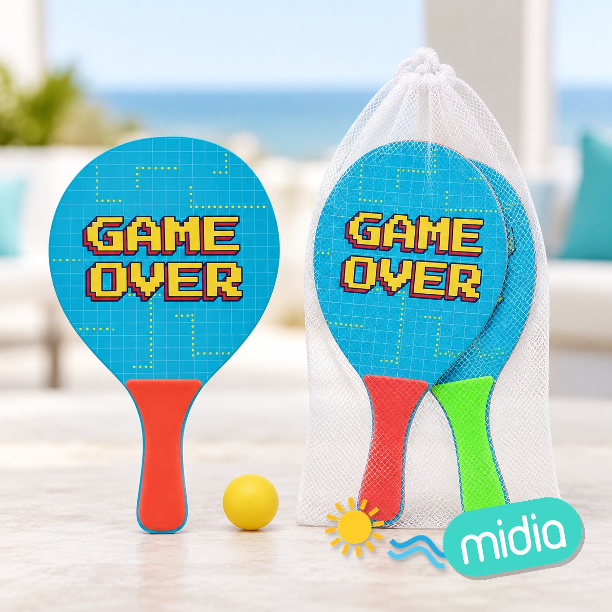 S/2 palas y pelota madera game over 2/c 39 x 21 x 0,07 cm