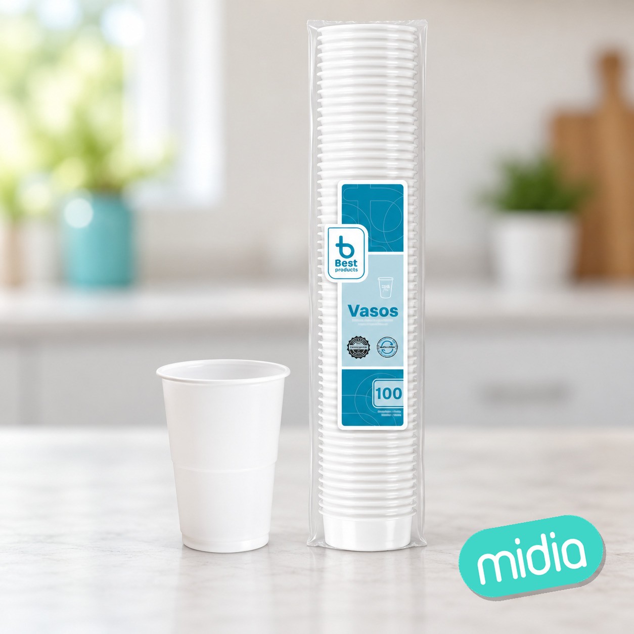S/100 vaso reutilizable blanco 250 cc pp