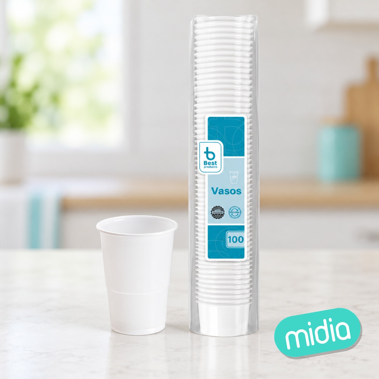 S/100 vaso reutilizable blanco 300 cc pp