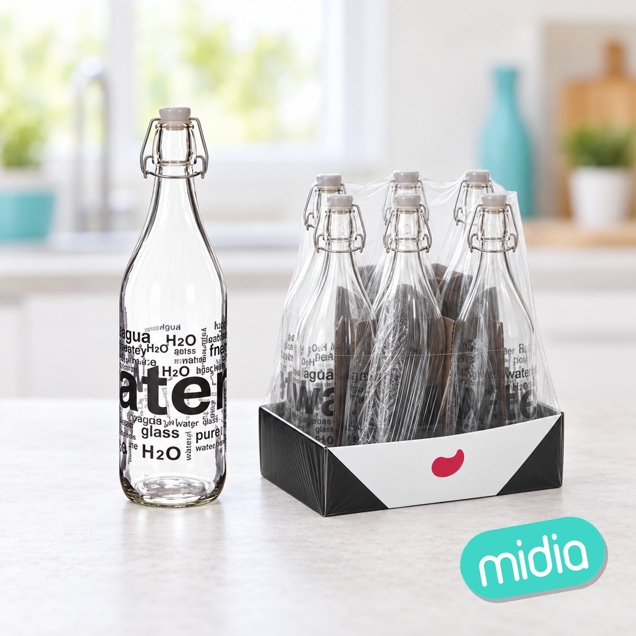 Botella cristal agua 1l