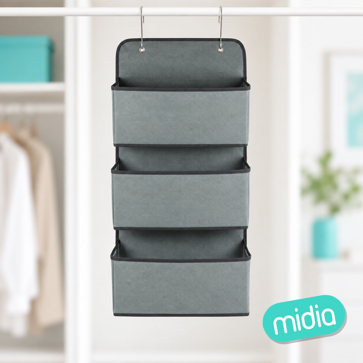 Organizador colgante de tela 3 bolsili
