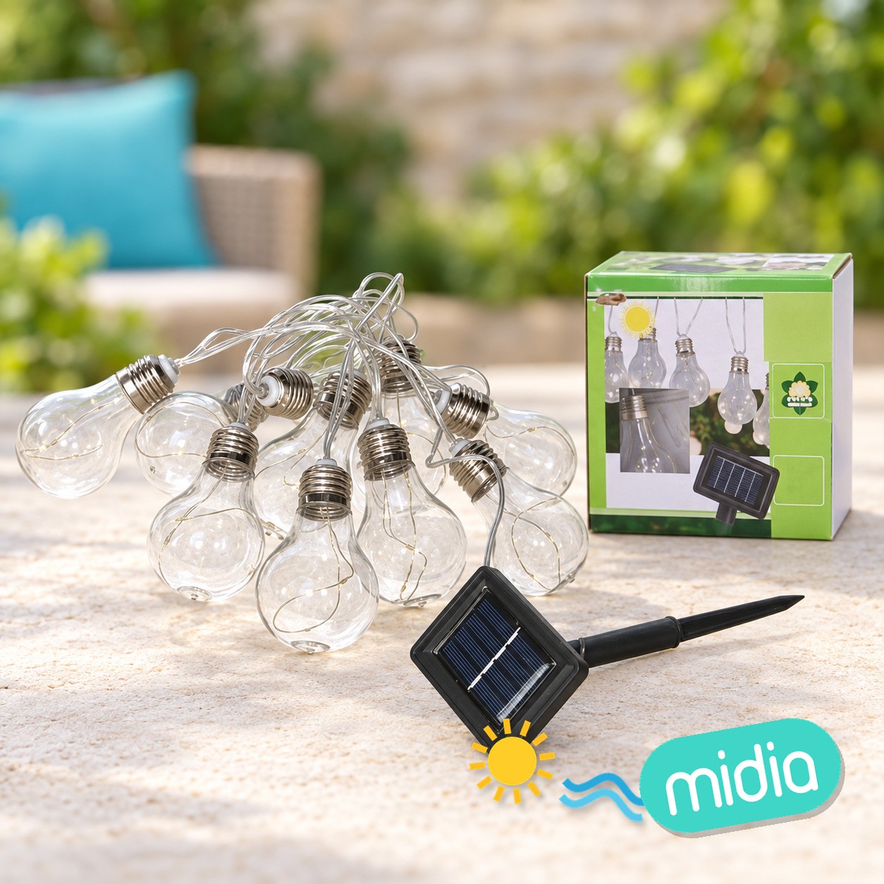 Guirnalda 10 bombillas solar 40 led 2+2m