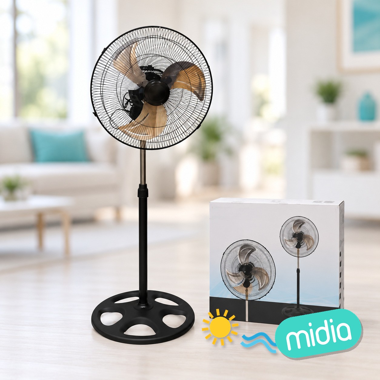 Pie 45cm negro 60w ventilador
