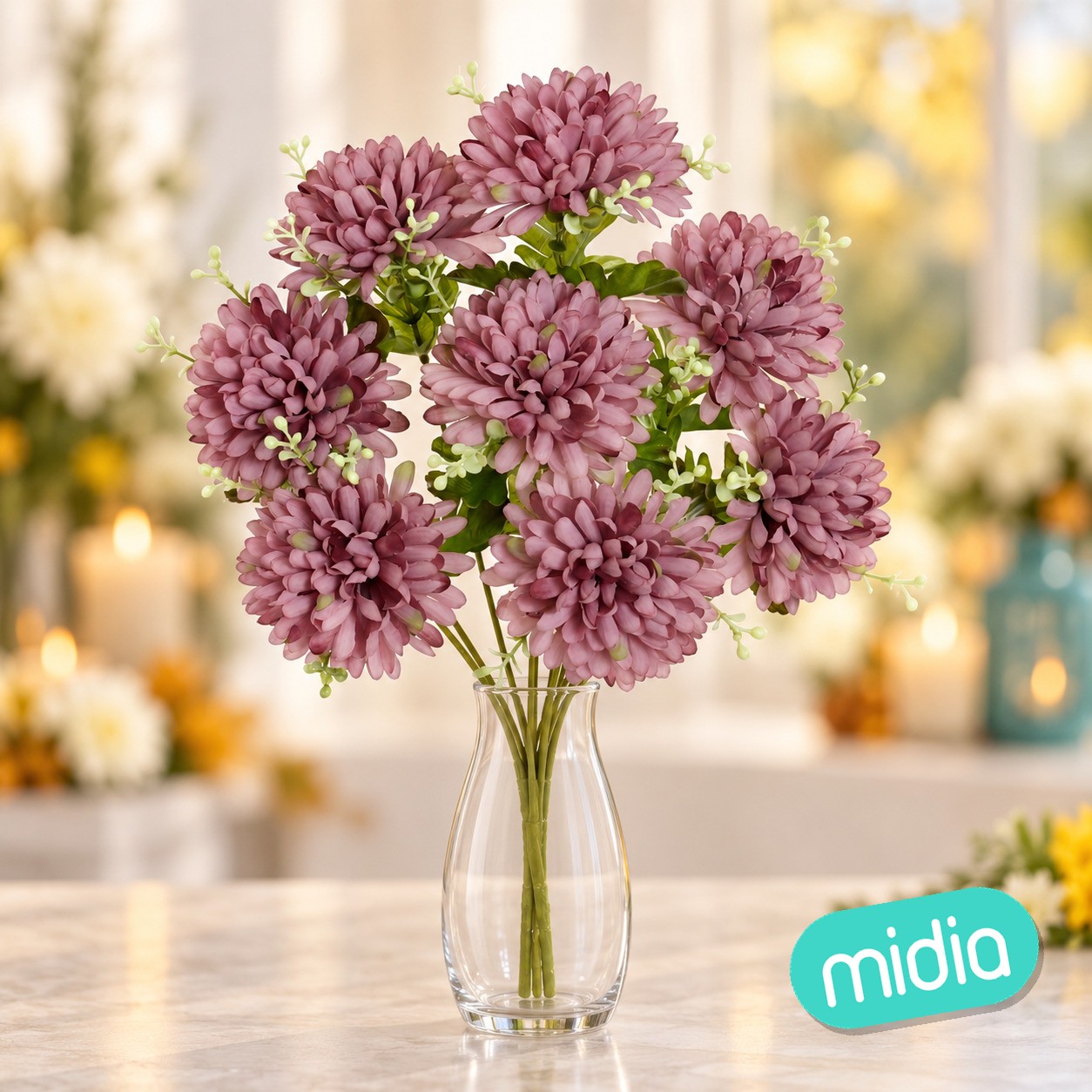 Ramo crisantemo (a) x 8-42 cm (malva)