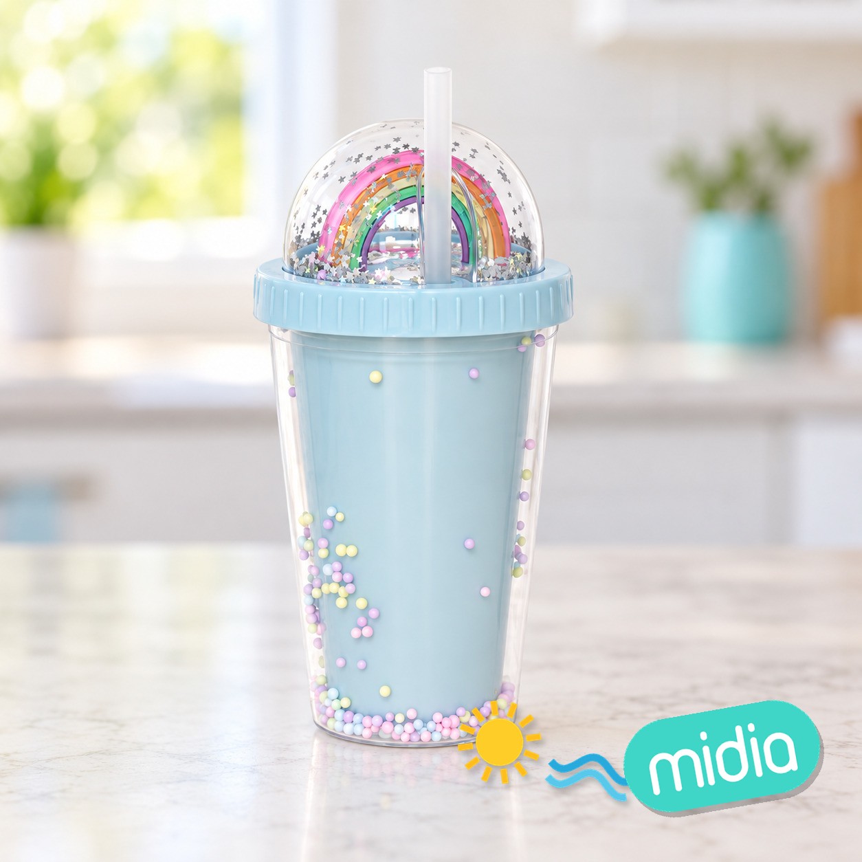 Vaso con cañita candy 3 srt 450 ml