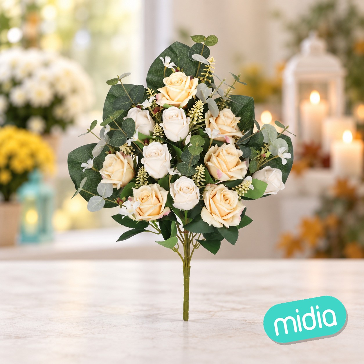 Conjunto rosa-capullo x 11 -56cm(crema)