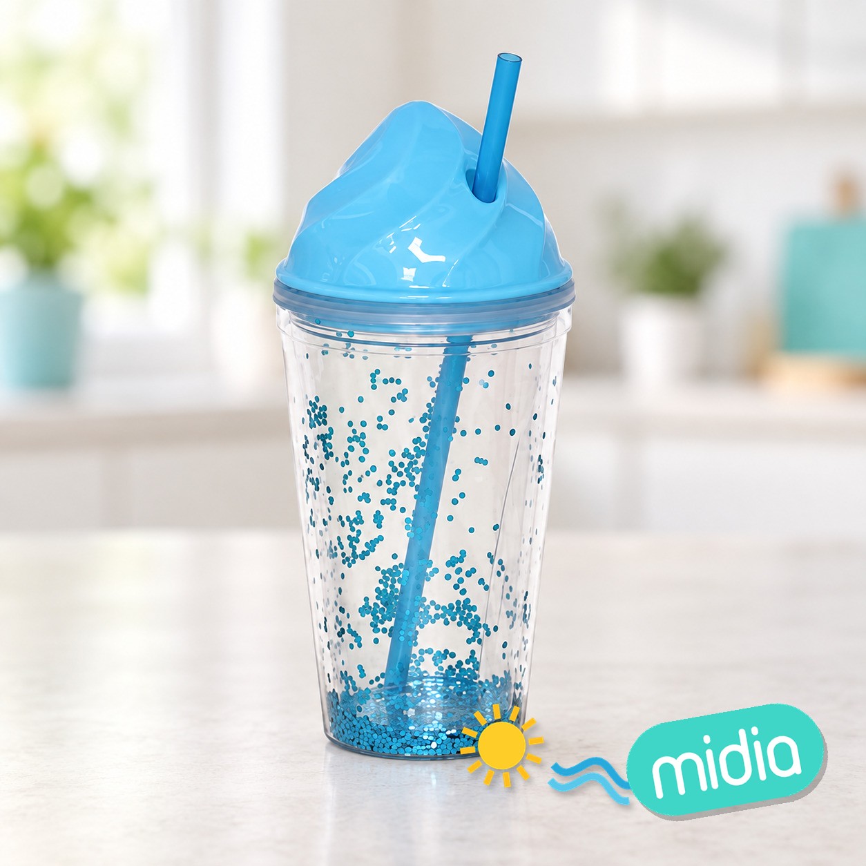 Vaso c/ cañita haley 3 col srt 450 ml