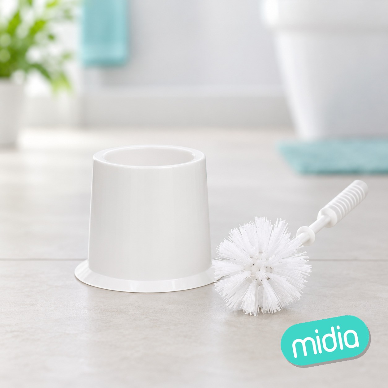 Escobillero baño 35x12x19cm blanco