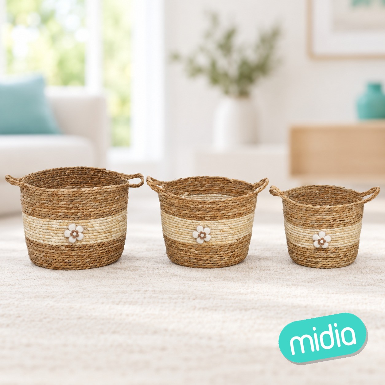 Cesta x3 c/asas 33x33x28/29cm rocio
