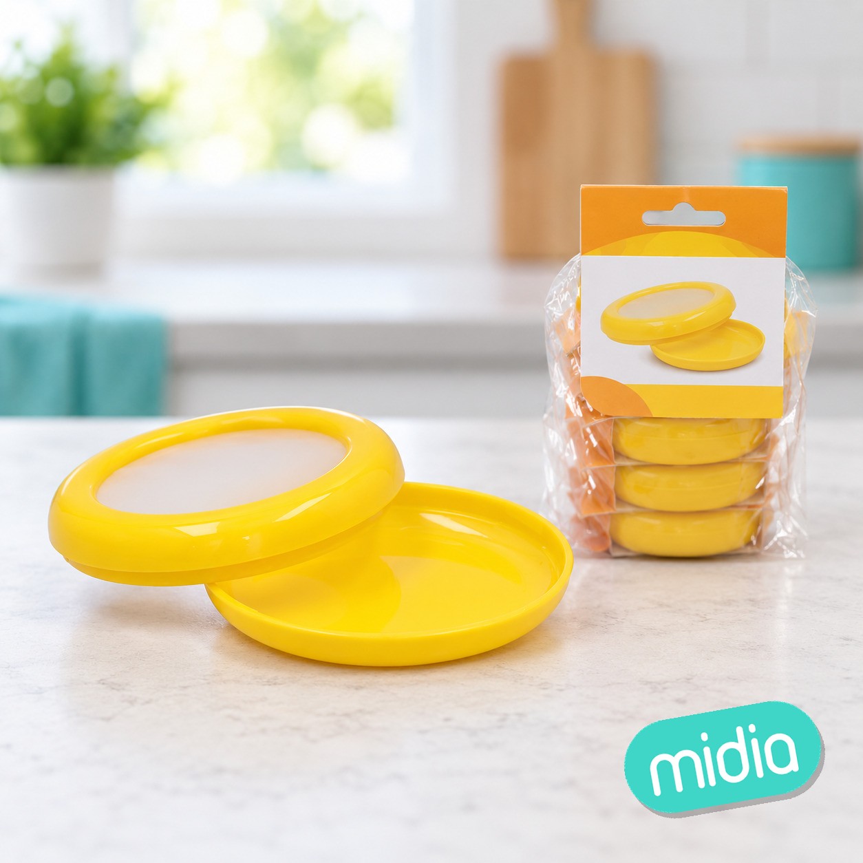 Contenedor c/tapa elastica limon 10x10x2,5cm