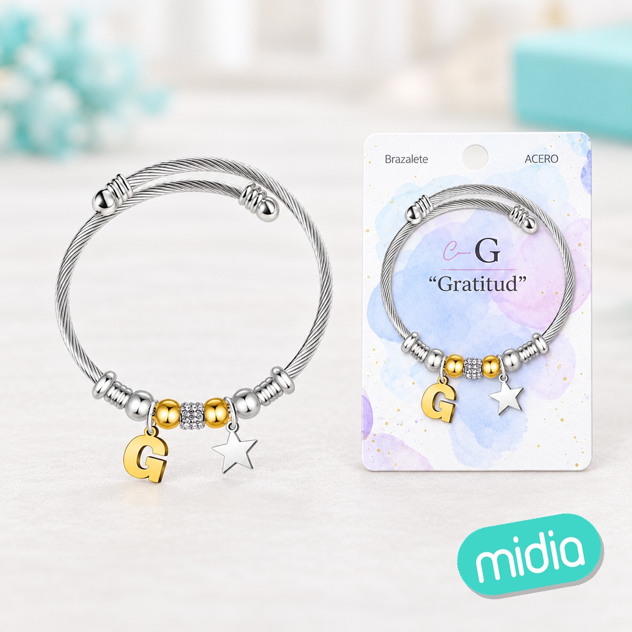 Brazalete acero con letra g
