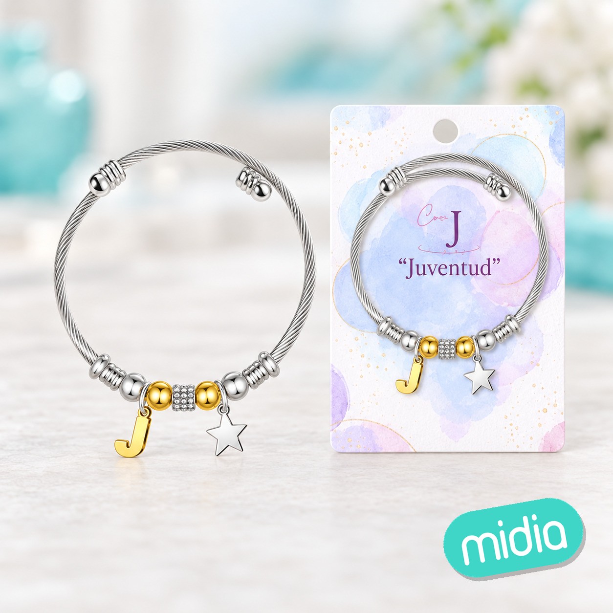 Brazalete acero con letra j