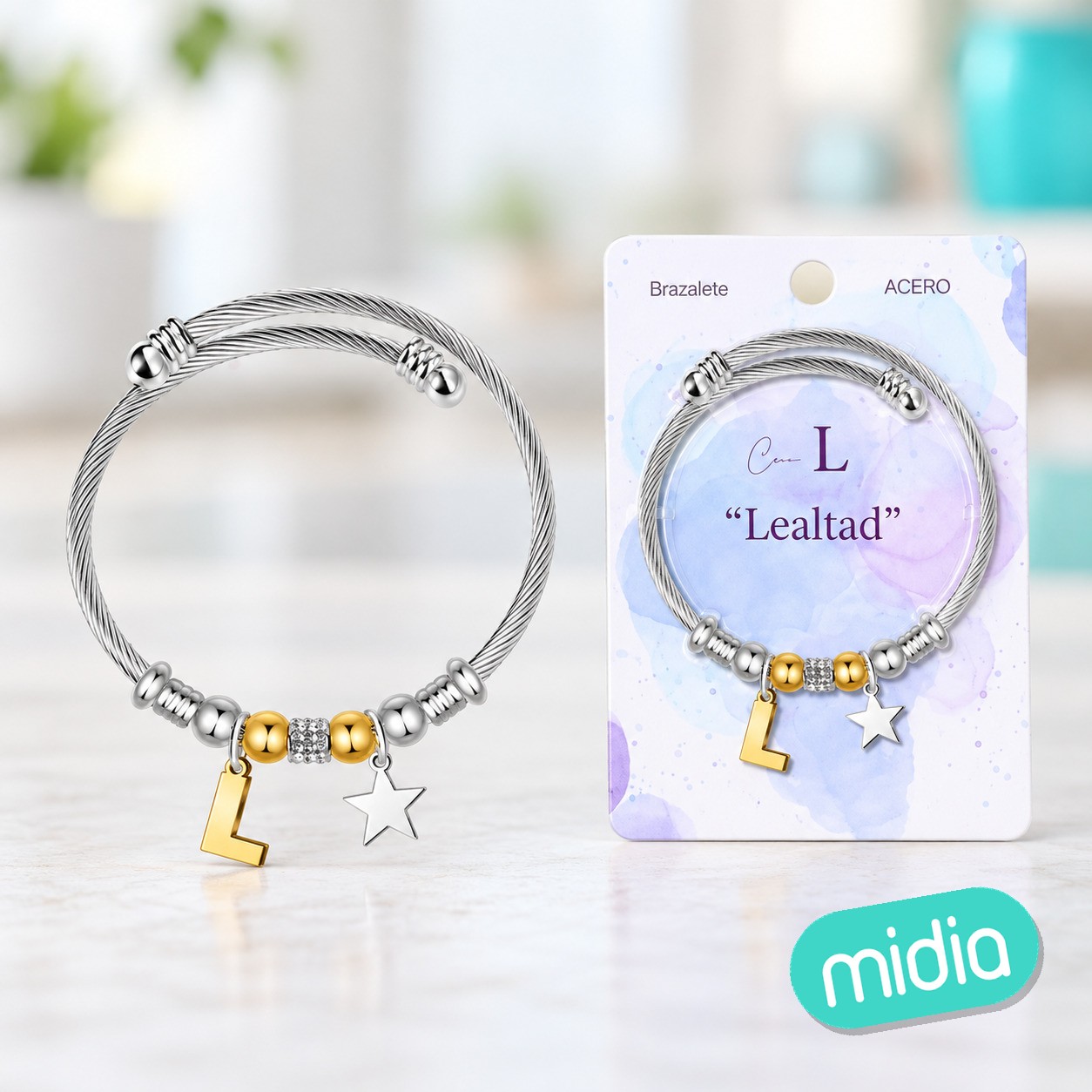 Brazalete acero con letra l