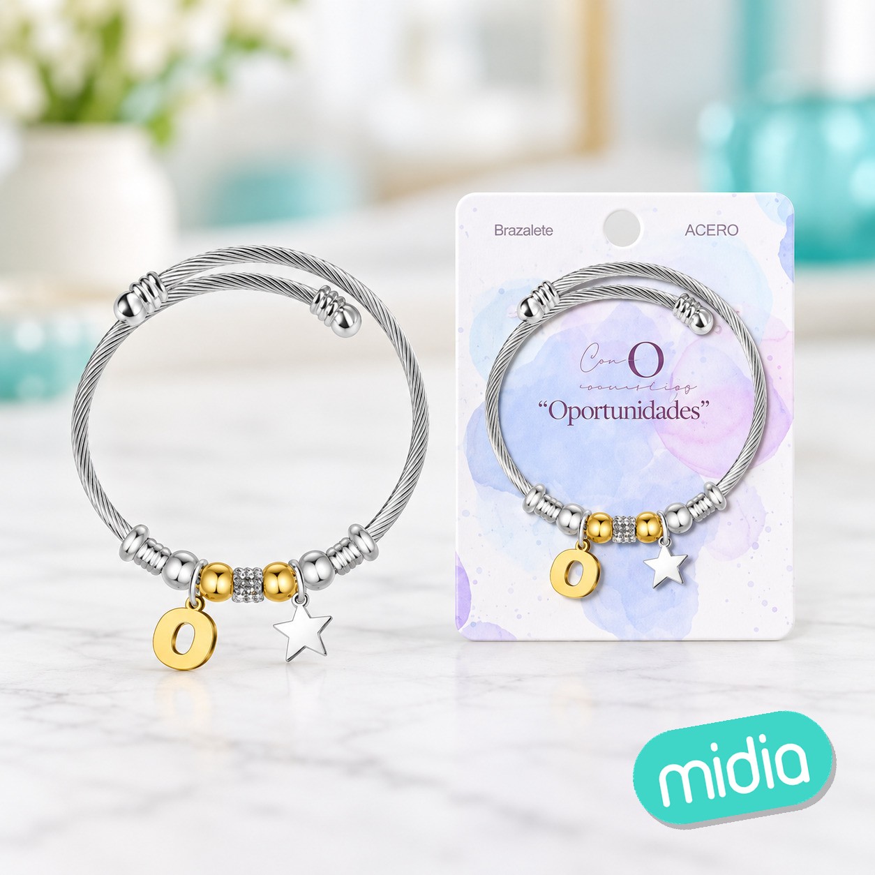 Brazalete acero con letra 0