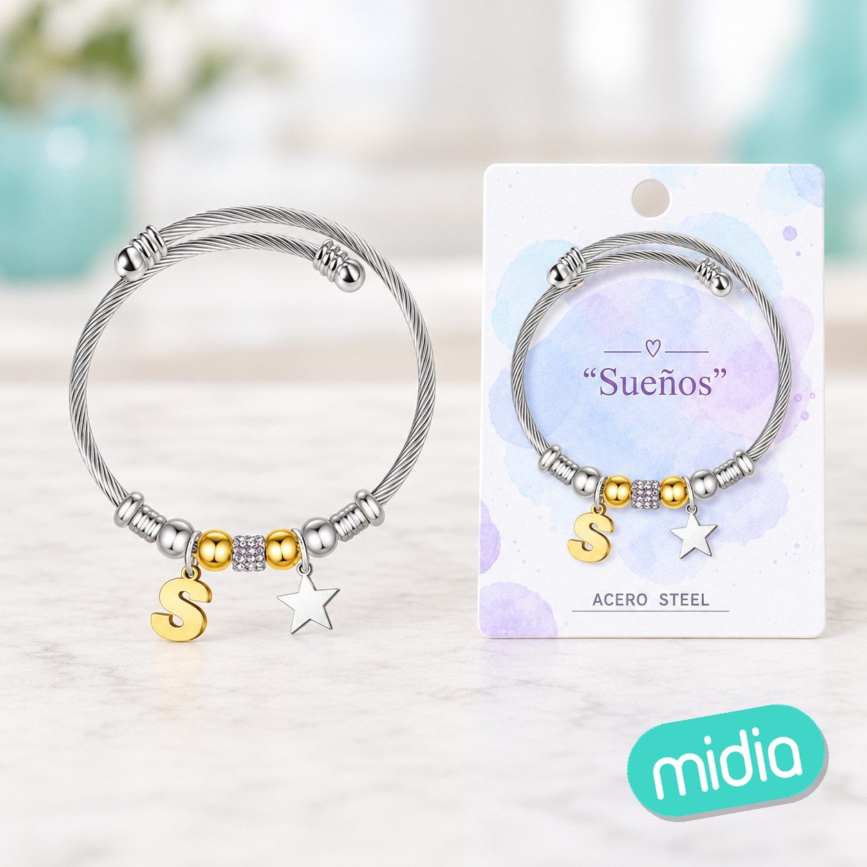 Brazalete acero con letra s