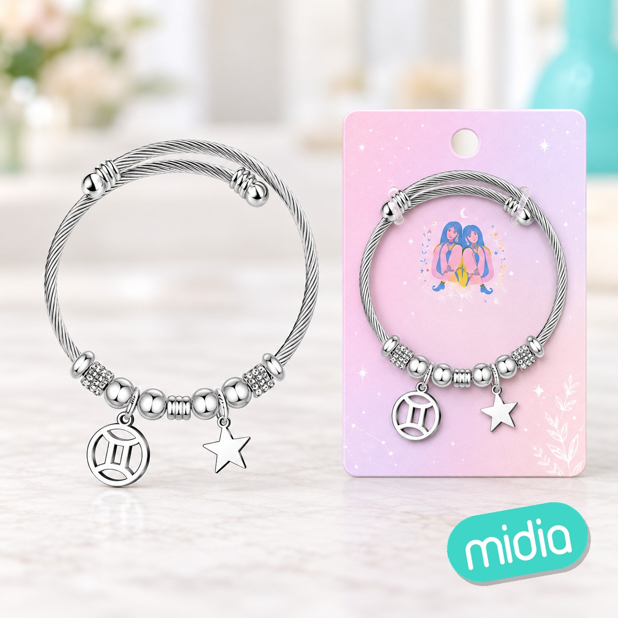 Brazalete acero con zodiacogéminis