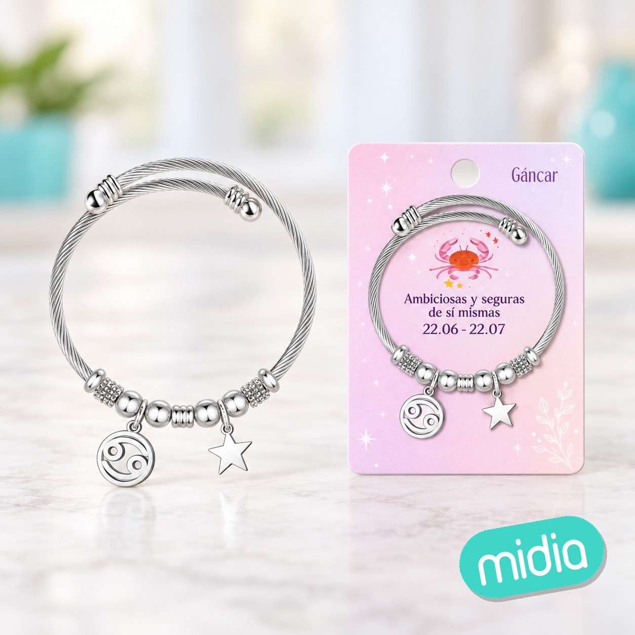 Brazalete acero con zodiacocácer