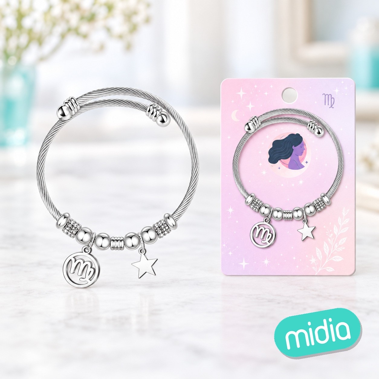 Brazalete acero con zodiacovirgo