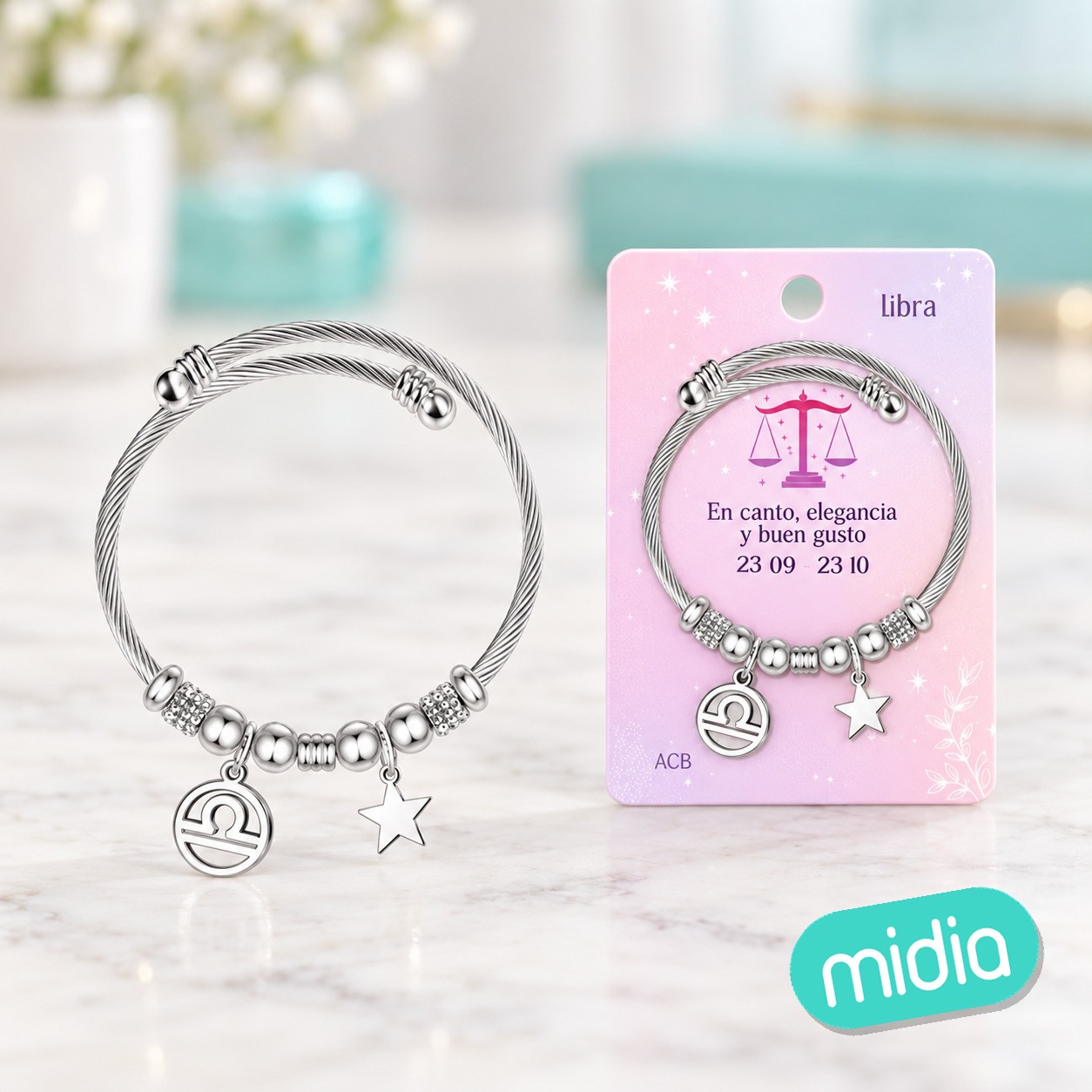 Brazalete acero con zodiacolibra