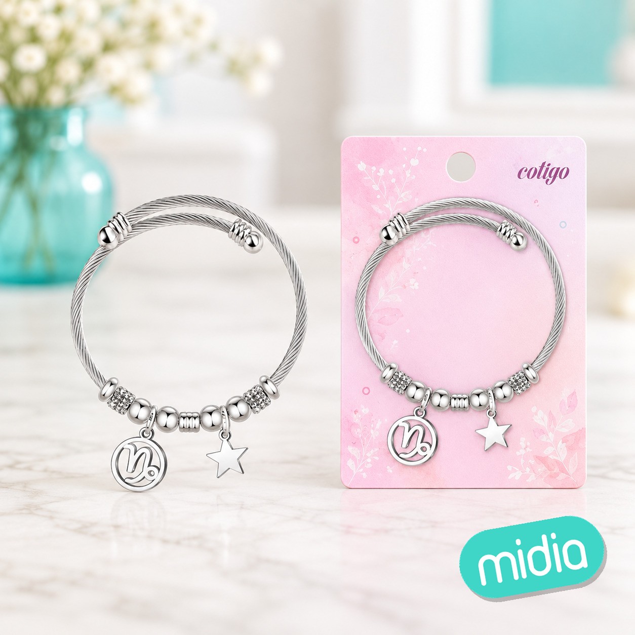Brazalete acero con zodiacocapricornio