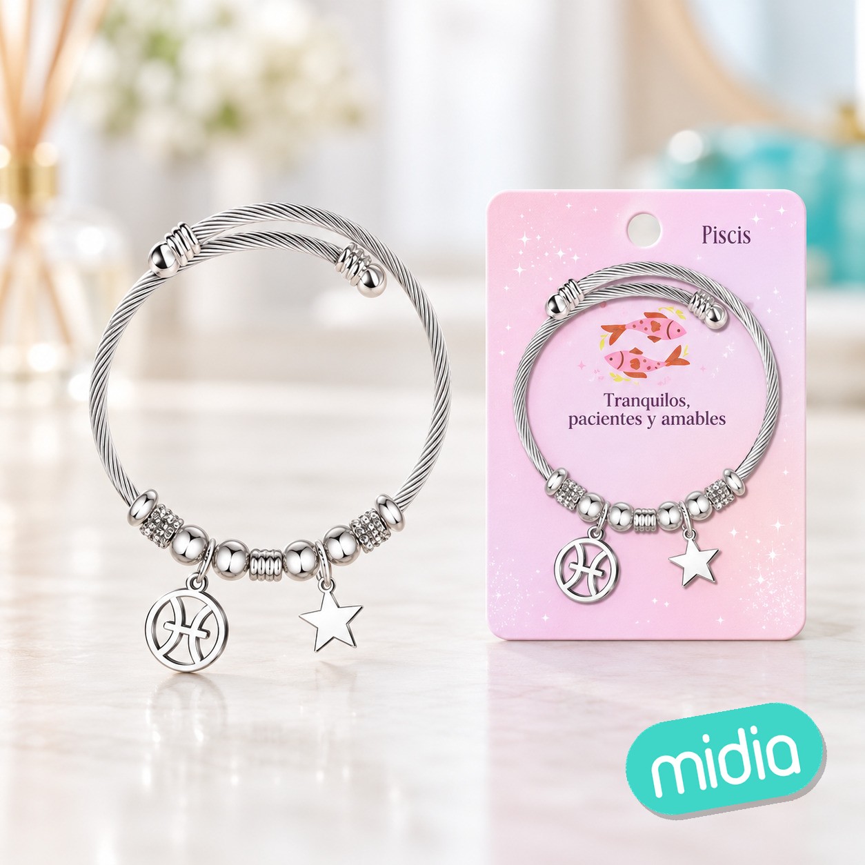 Brazalete acero con zodiacopiscis