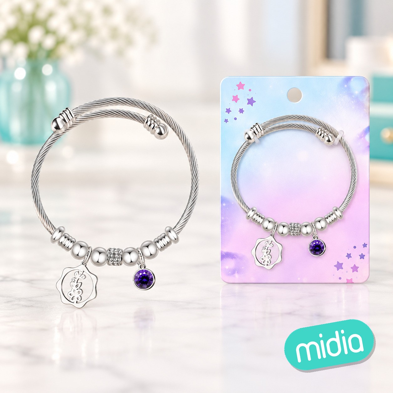 Brazalete acero para mes nacimiento febrero