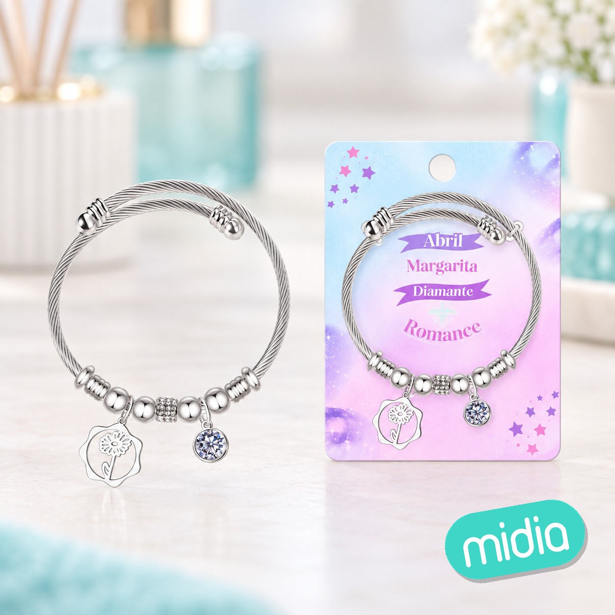 Brazalete acero para mes nacimiento abril