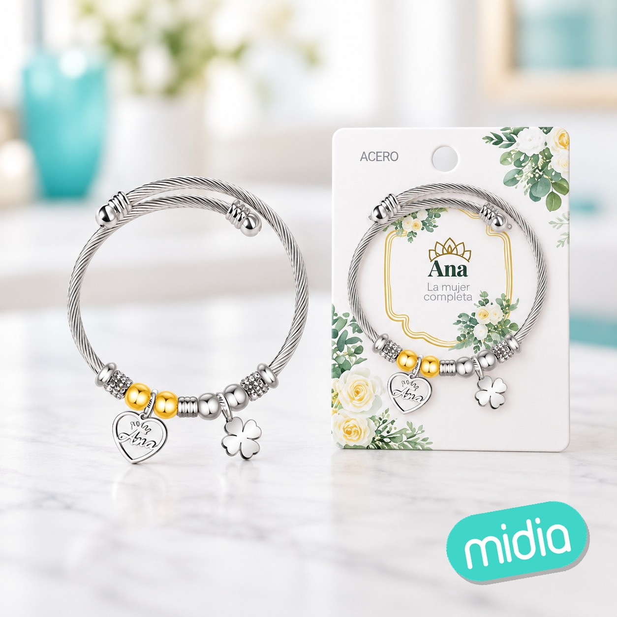 Brazalerte acero con nombre:ana