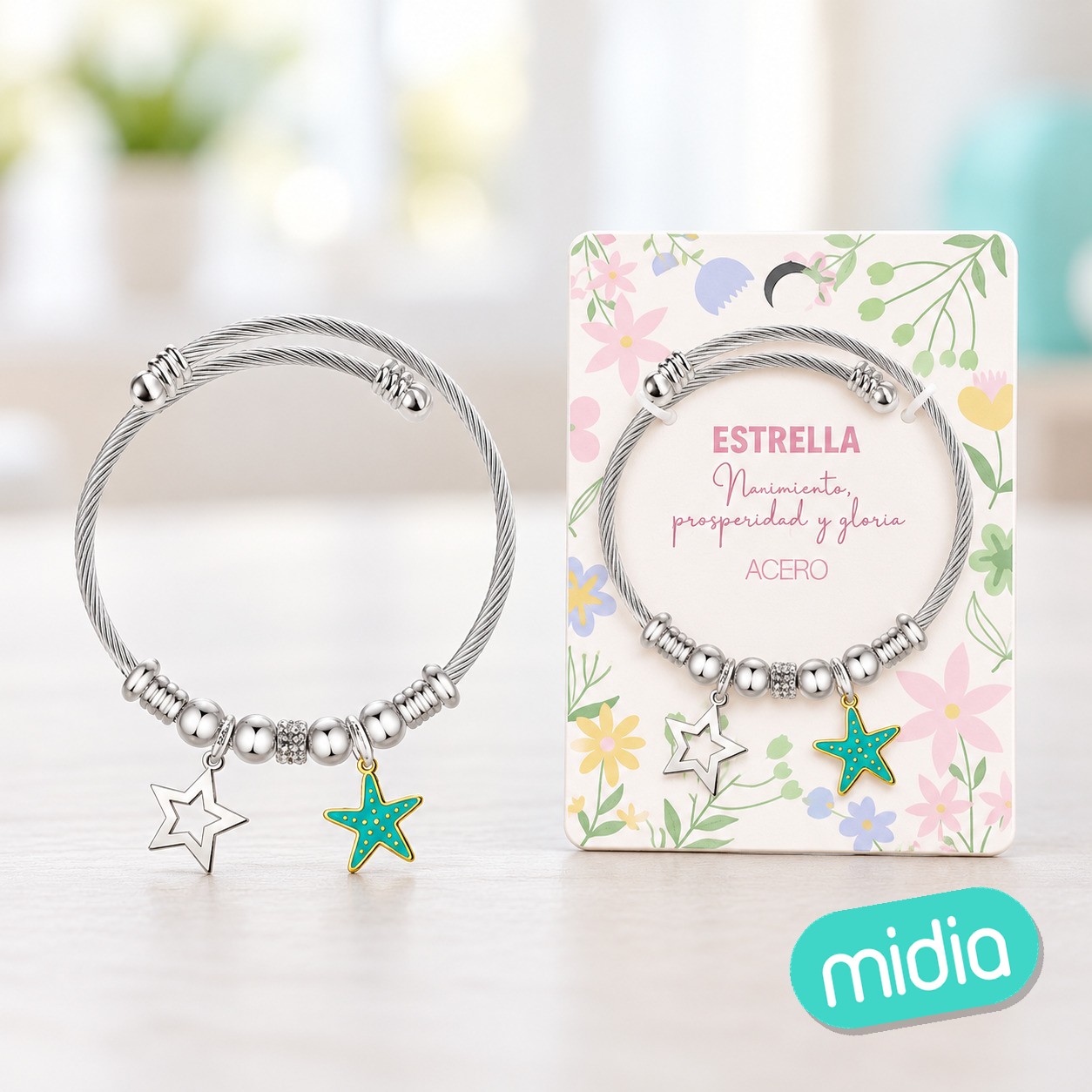 Brazalete acero con: esrella