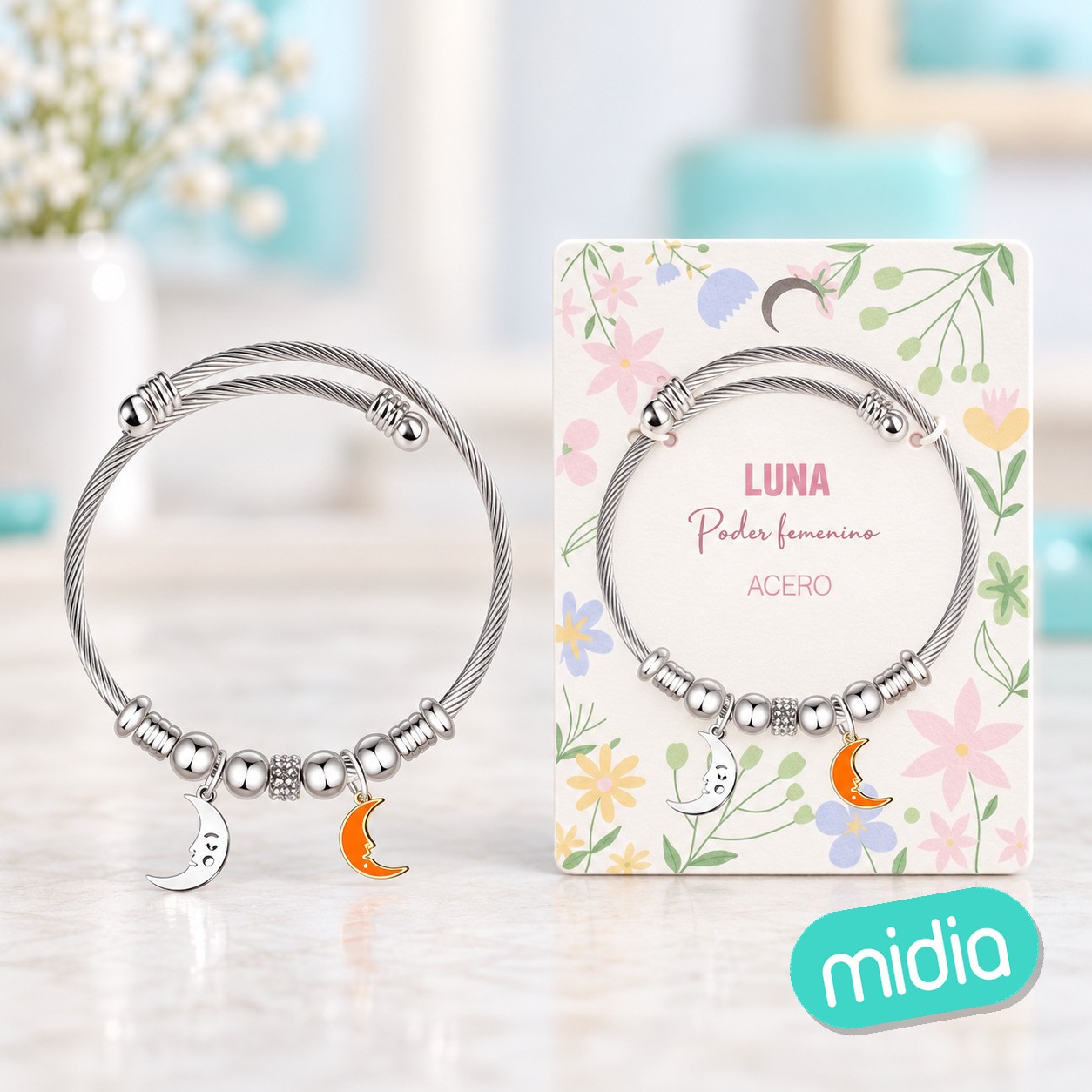 Brazalete acero con: luna