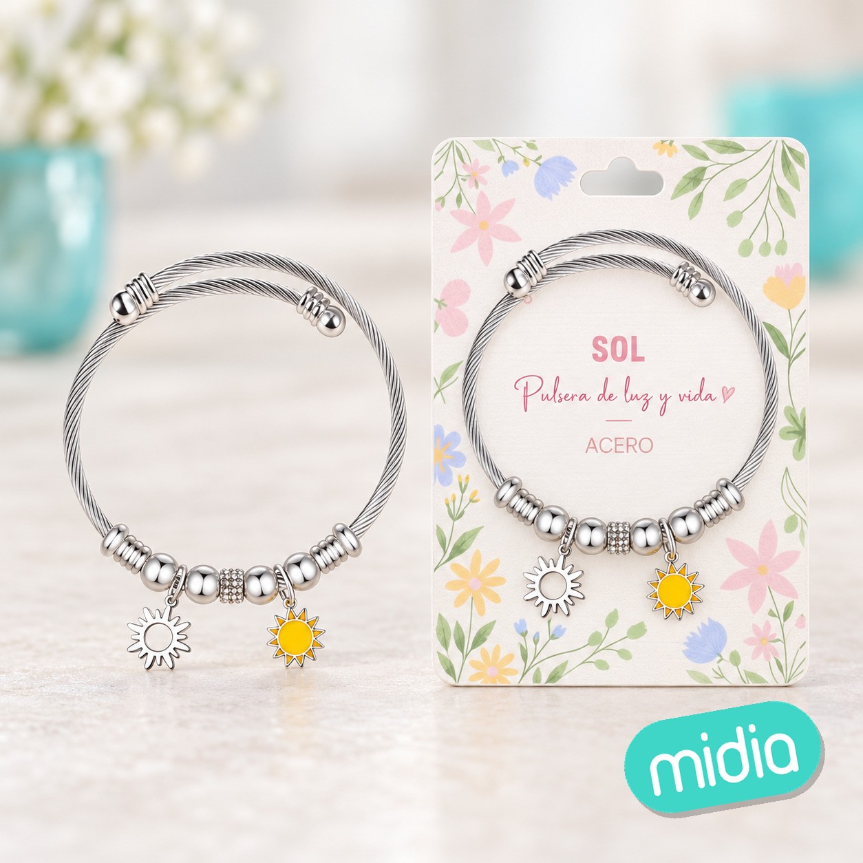 Brazalete acero con: sol