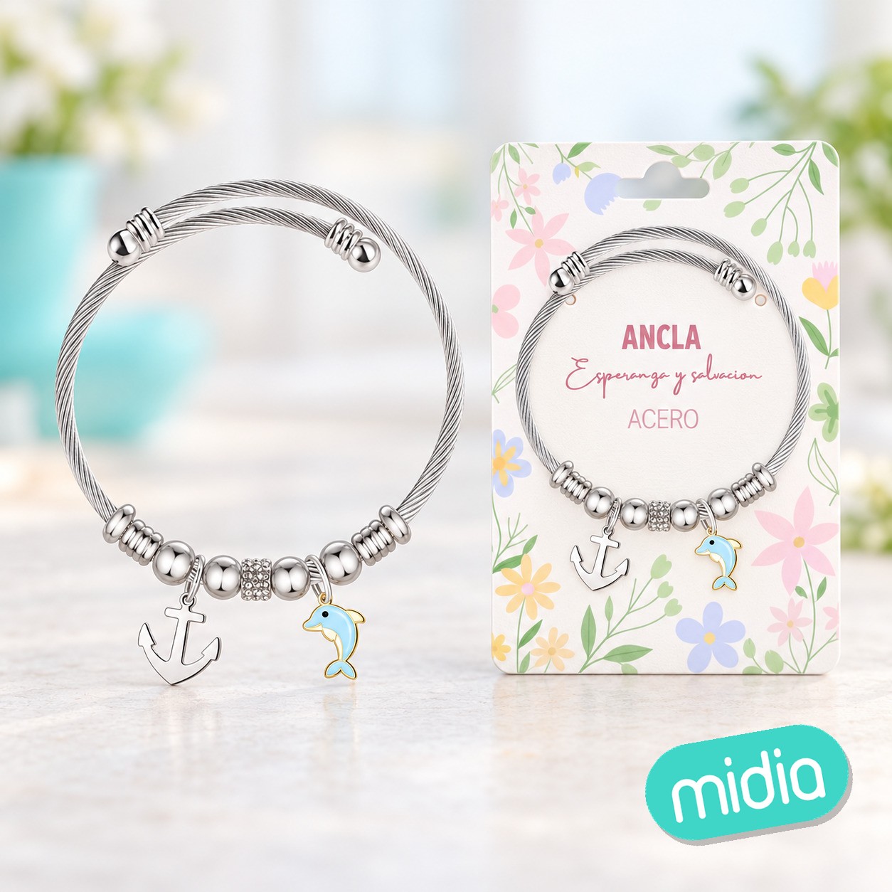 Brazalete acero con: ancla