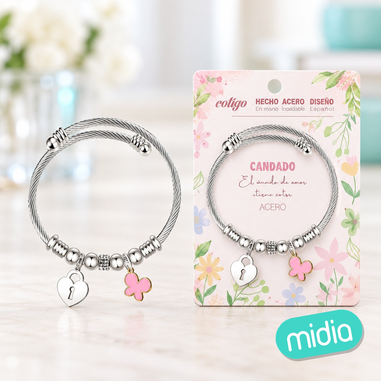 Brazalete acero con: candado