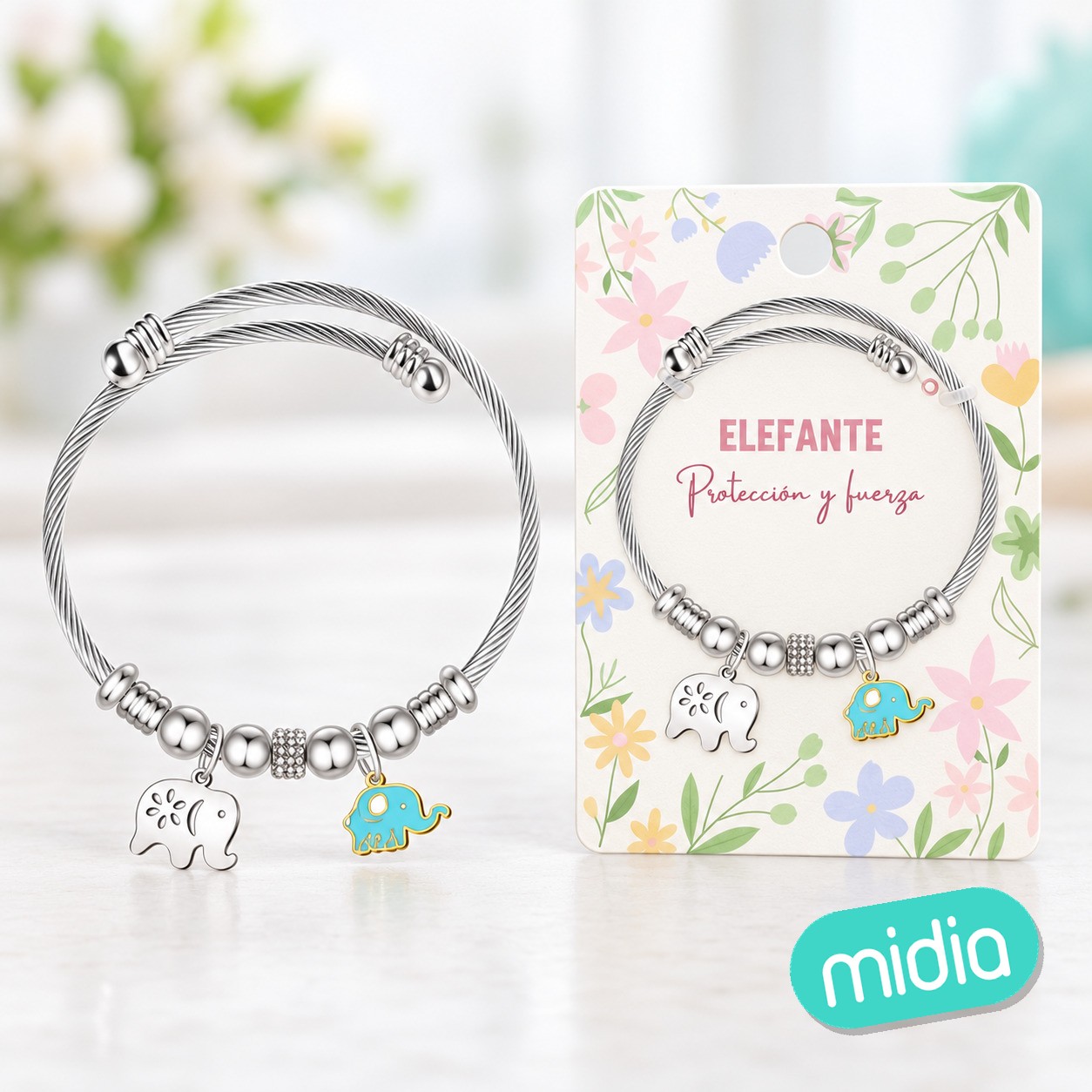 Brazalete acero con: elefante