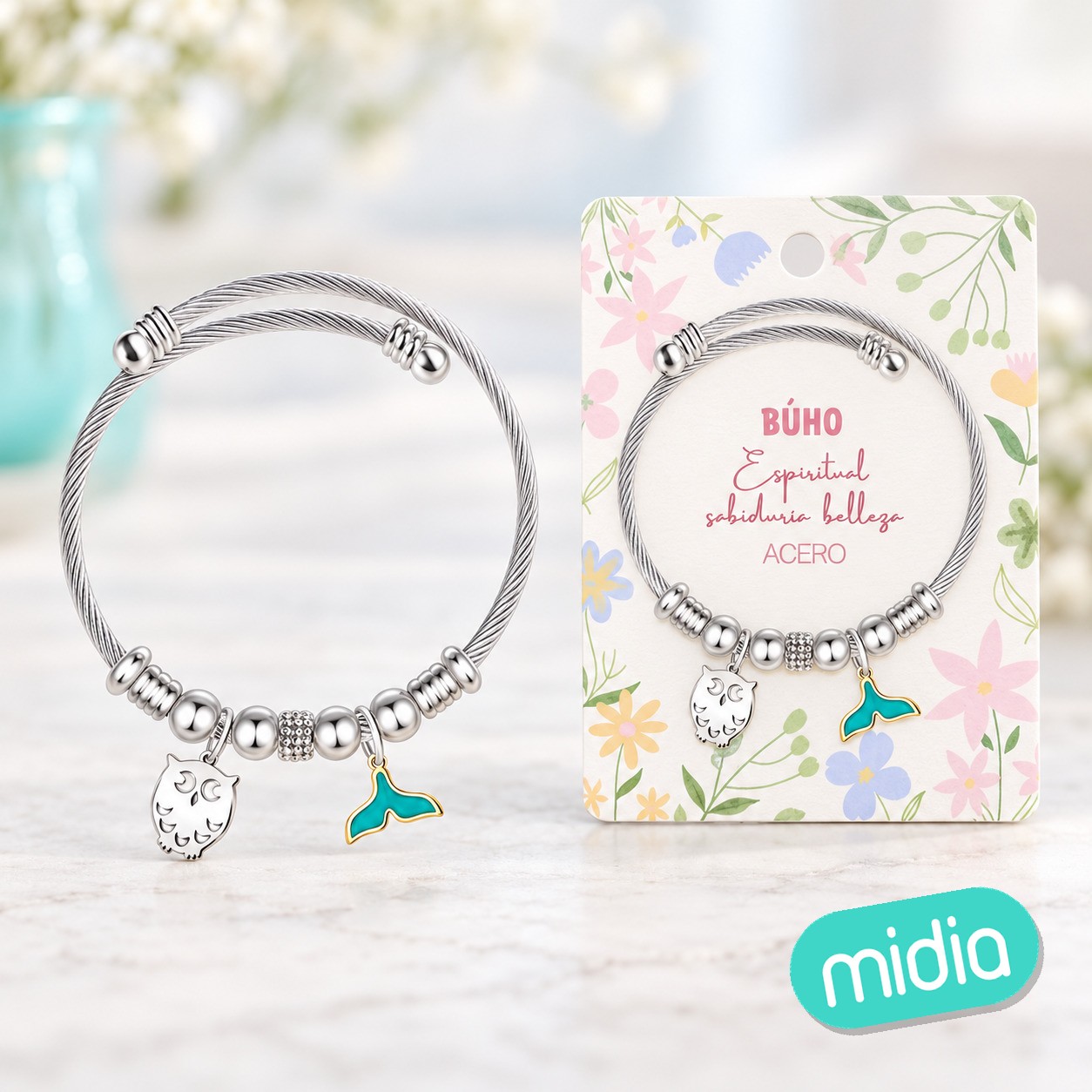 Brazalete acero con: buho