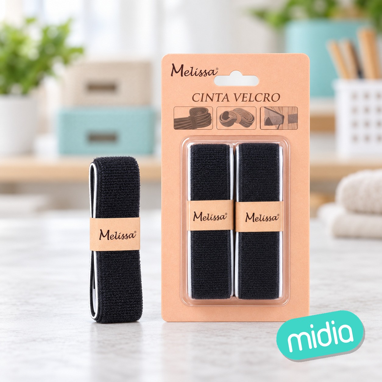 Cinta velcro negro adhesivo 2.5*80cm