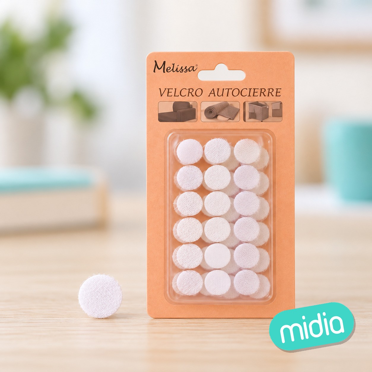 Velcro blanco redondo 15mm 24pc