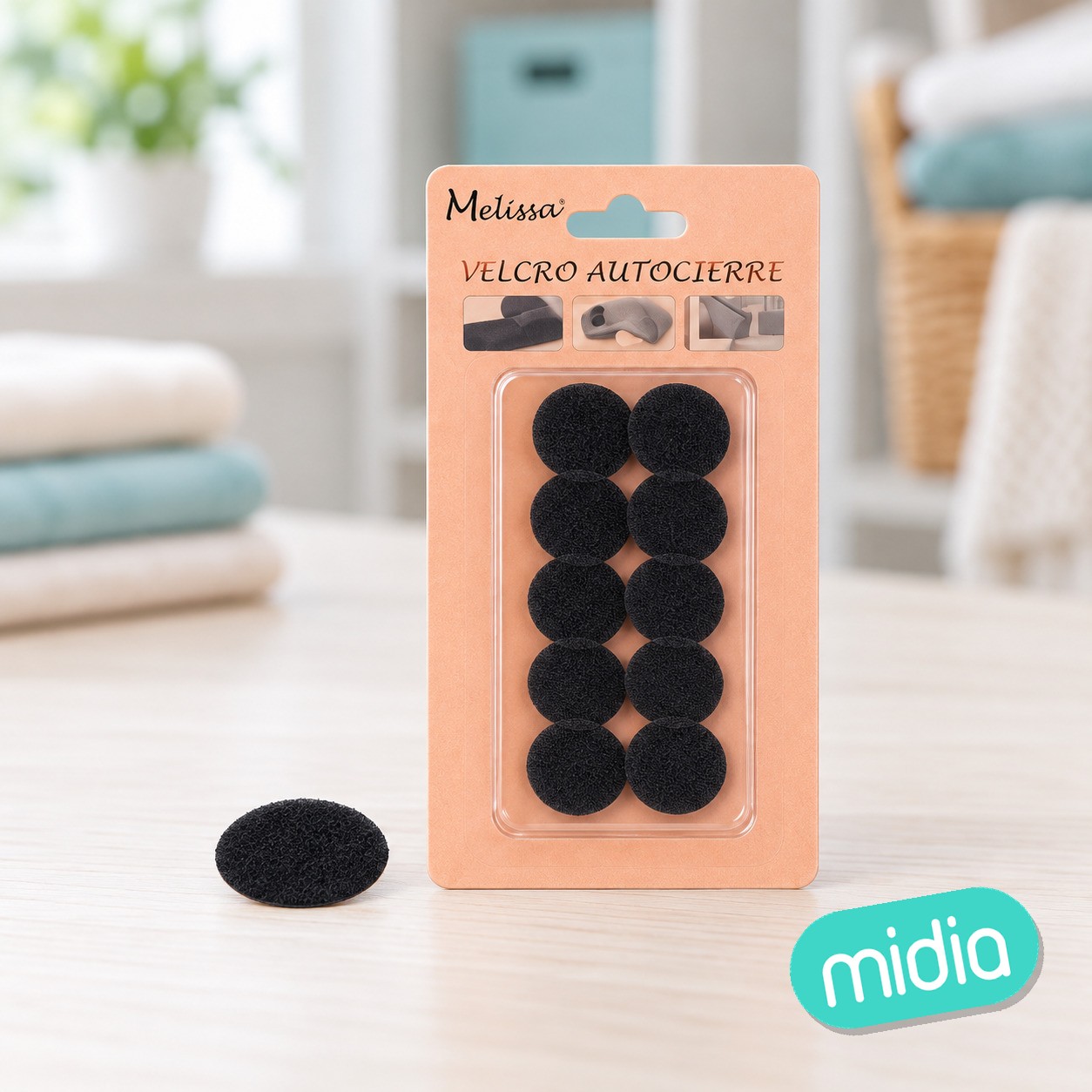 Velcro negro redondo 20mm