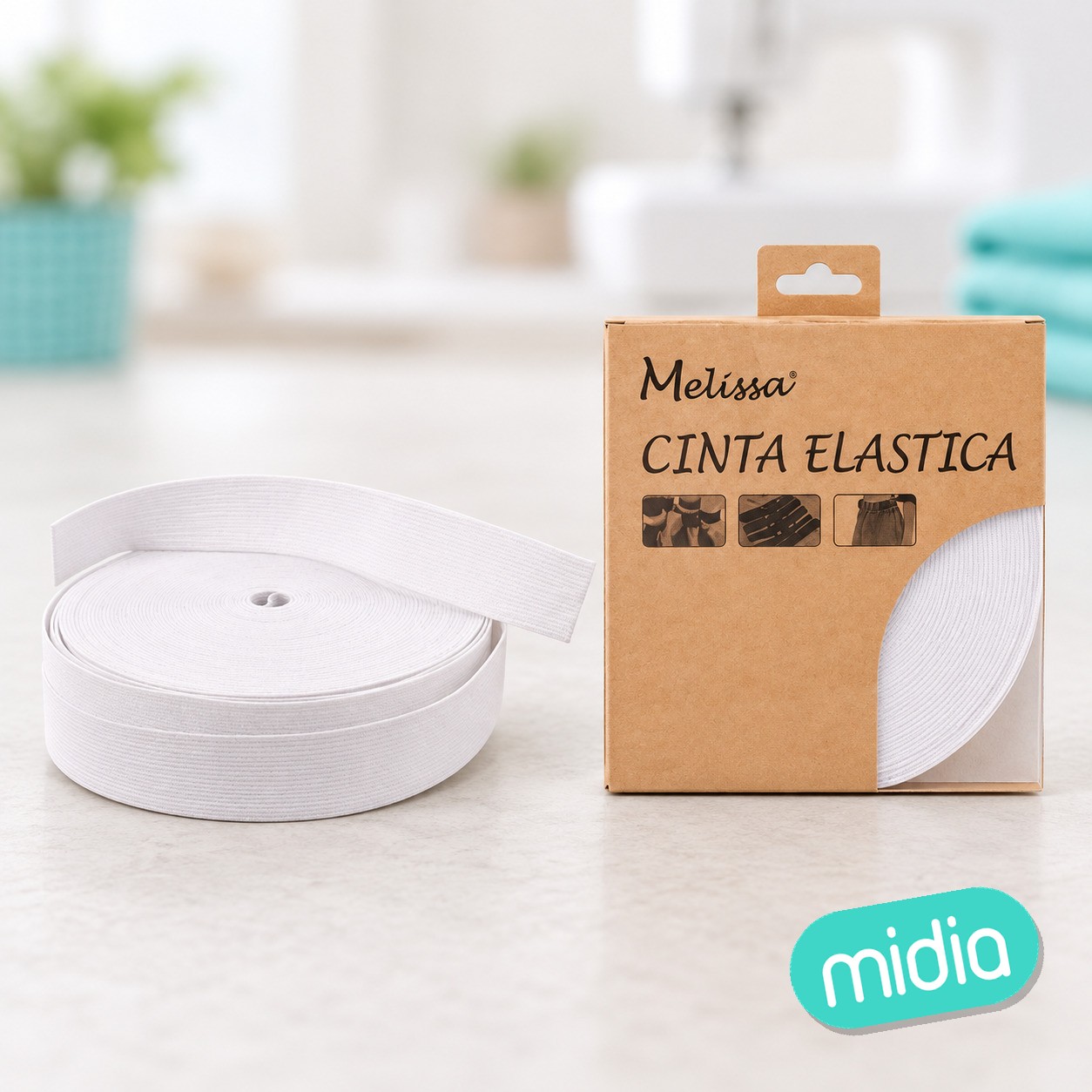 Cinta elastica plana blanca