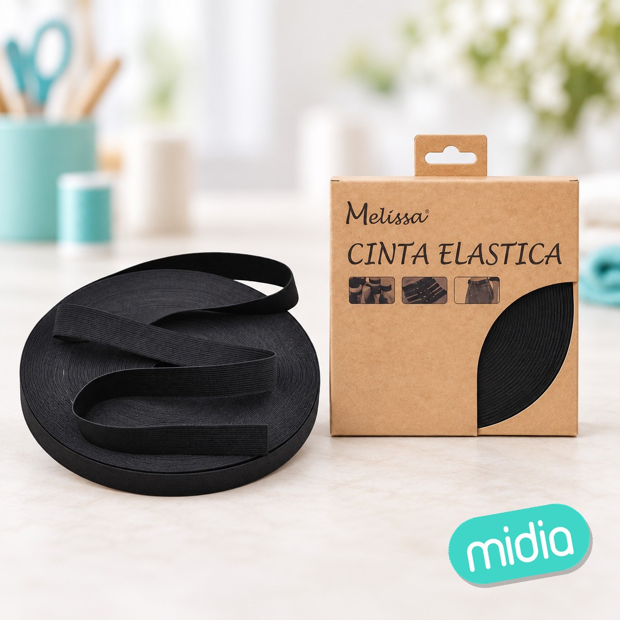 Cinta elastica plana negra 2.00m*20m