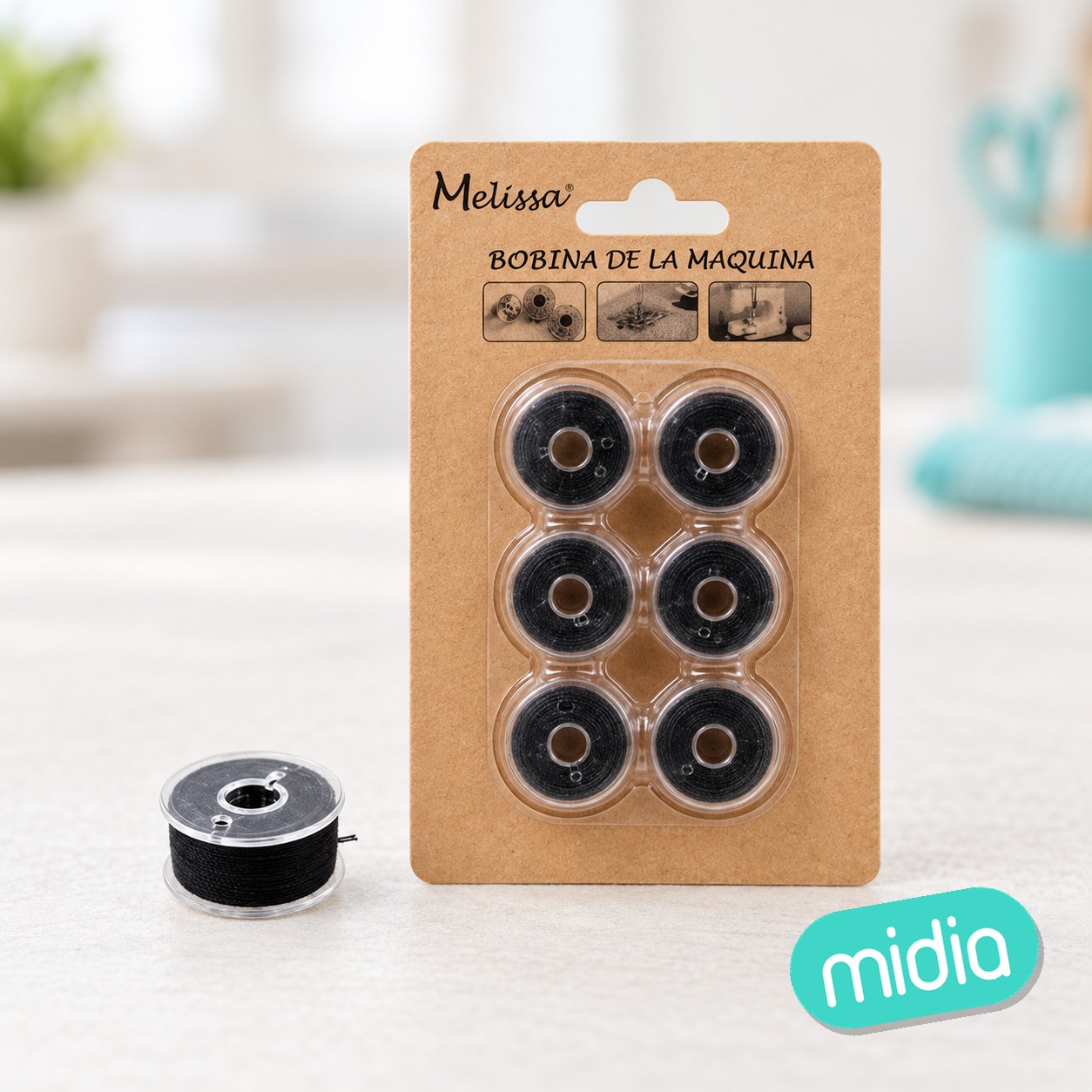 Bobinas plastica la maquina/hilo negro 6pc