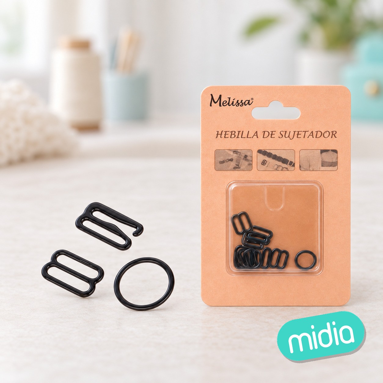 Hebilla metalica sujetador negra 1omm