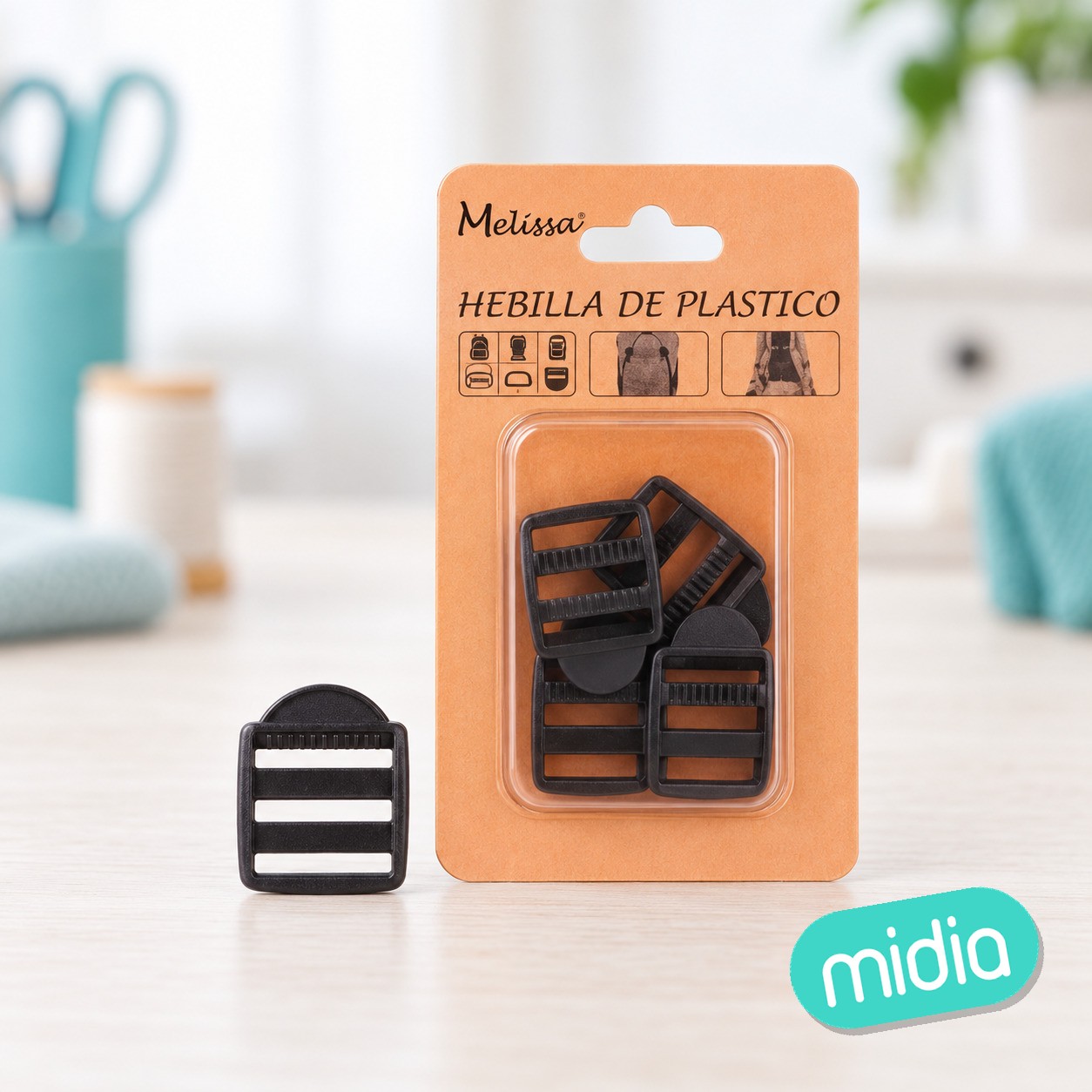 Hebillas negra plastico 2.0cm 2pc