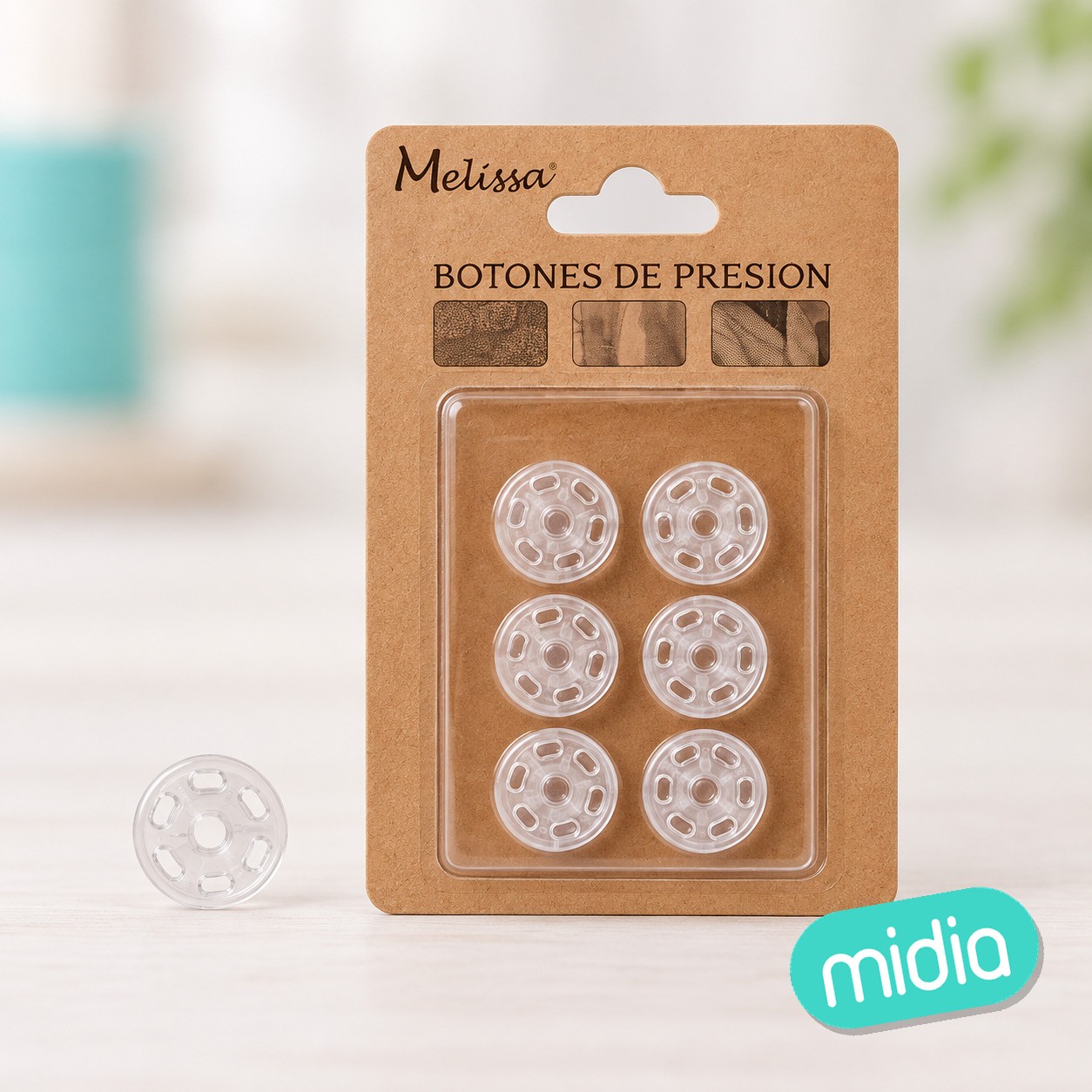 Botones presion plastico blanco 1.8cm 12pc