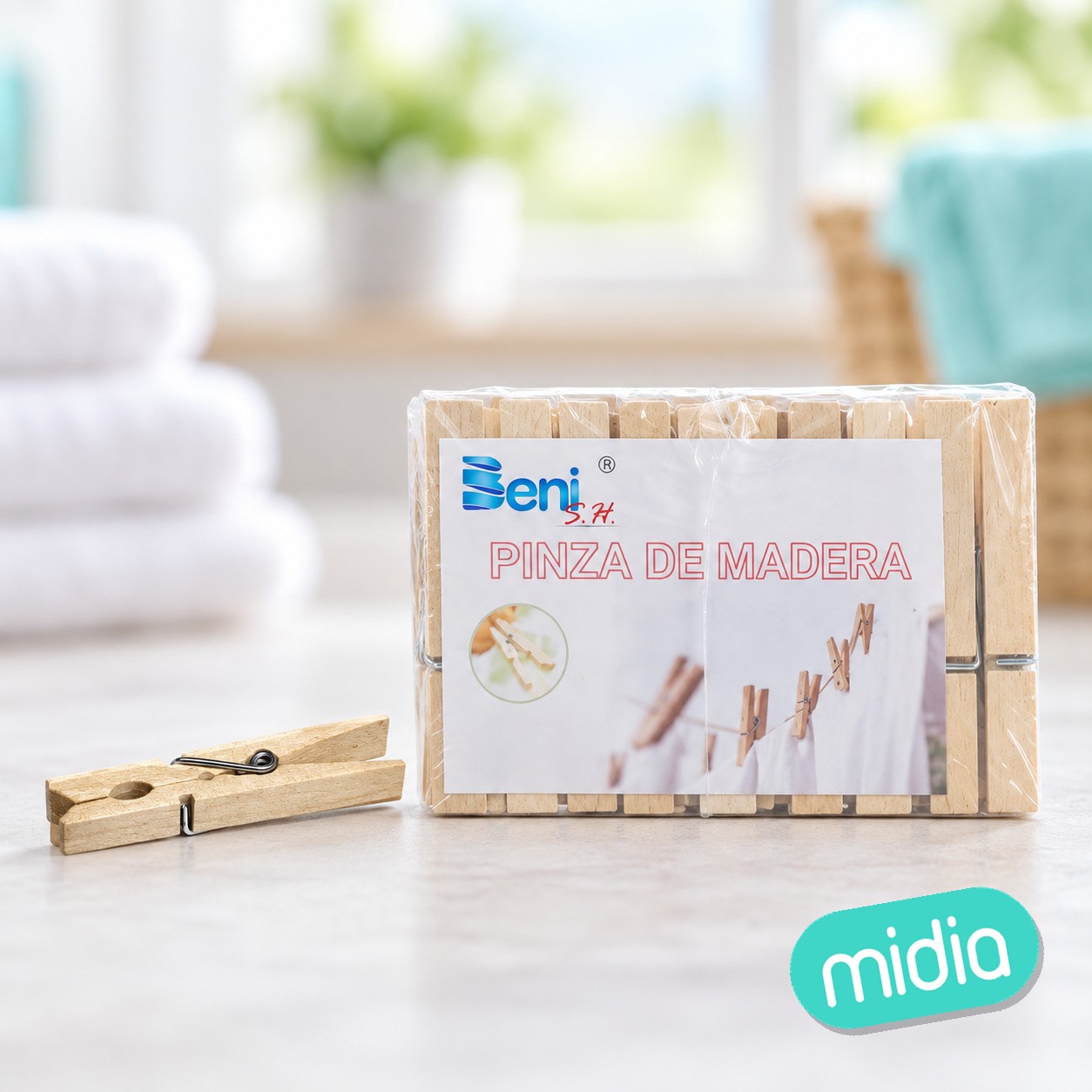 Pinza de ropa madera 7.4x1.0cm 20pcs
