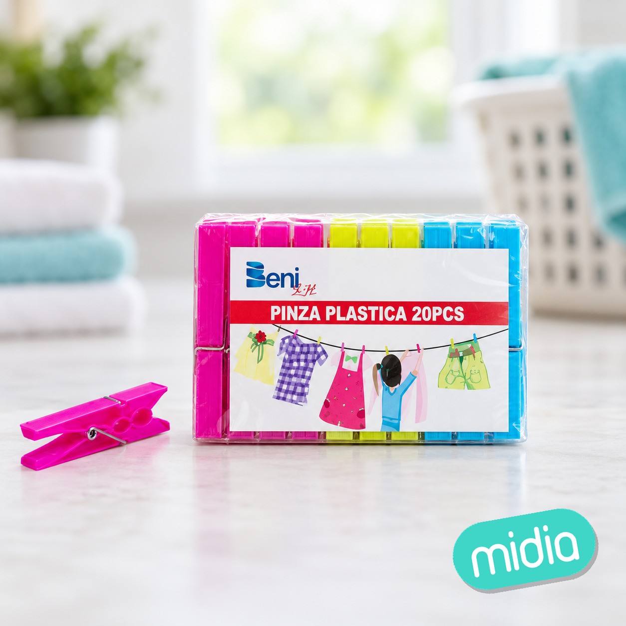 Pinza ropa plastico 20pcs 8.0x1cm