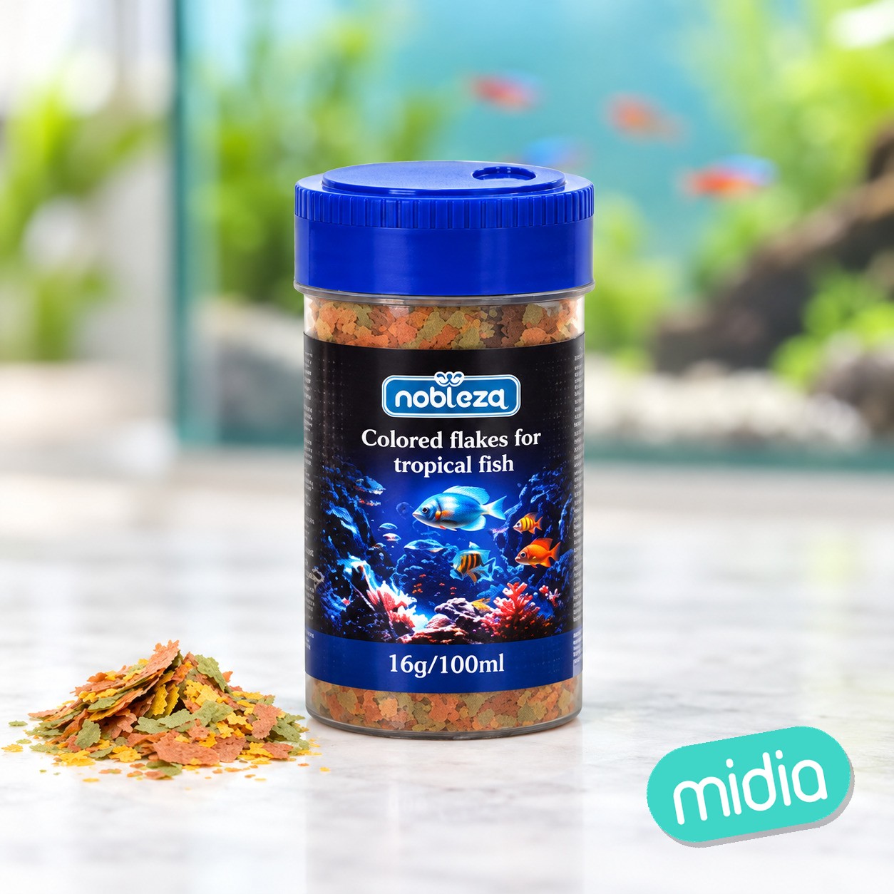 Copos de color para peces tropicales