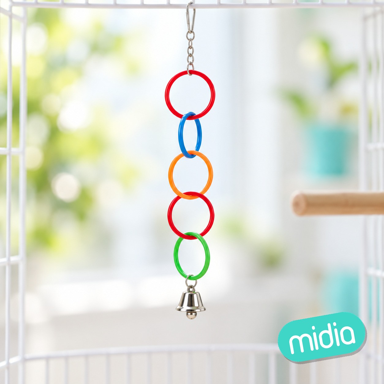 Aros de juguete de cinco colores para pájaros