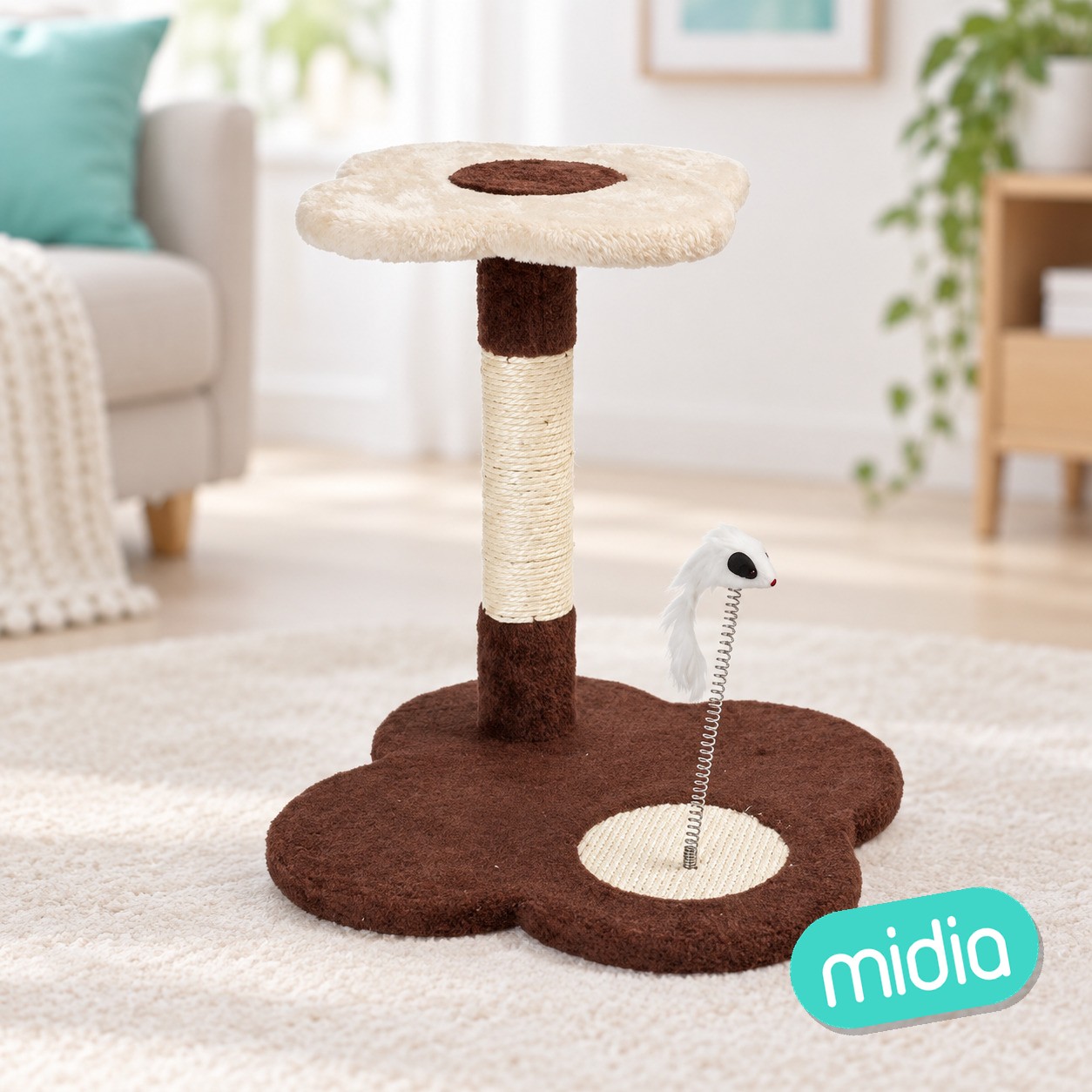 Árbol rascador para gatos con flores de cuatro pétalos L47*W40*H39cm