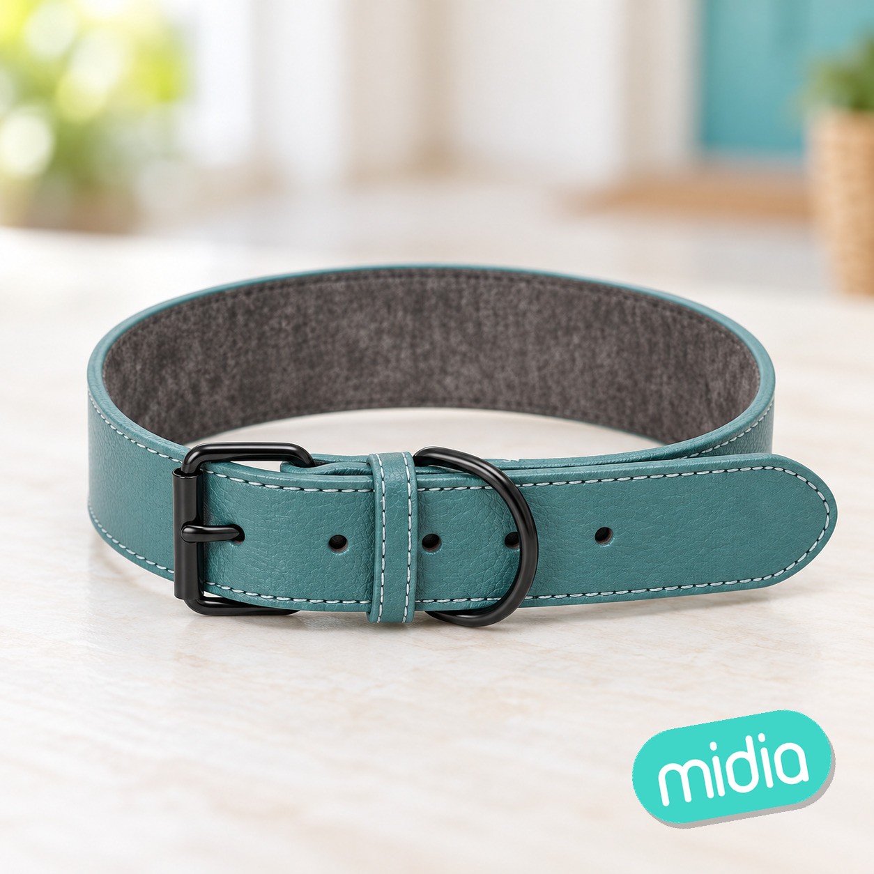 Collar de perro de material PU(XL,W4.4*L78cm,Negro,Verde,Marrón)